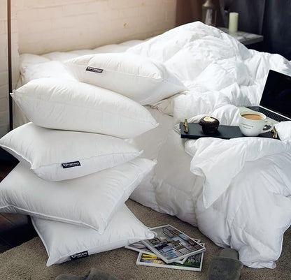 Lincove Down and Feather Luxury Hotel Collection Bed Pillows for Sleeping Made in The USA - 100% Cotton Shell, 600 Thread Count - Soft Hypoallergenic (Queen Size, Pack of 2)