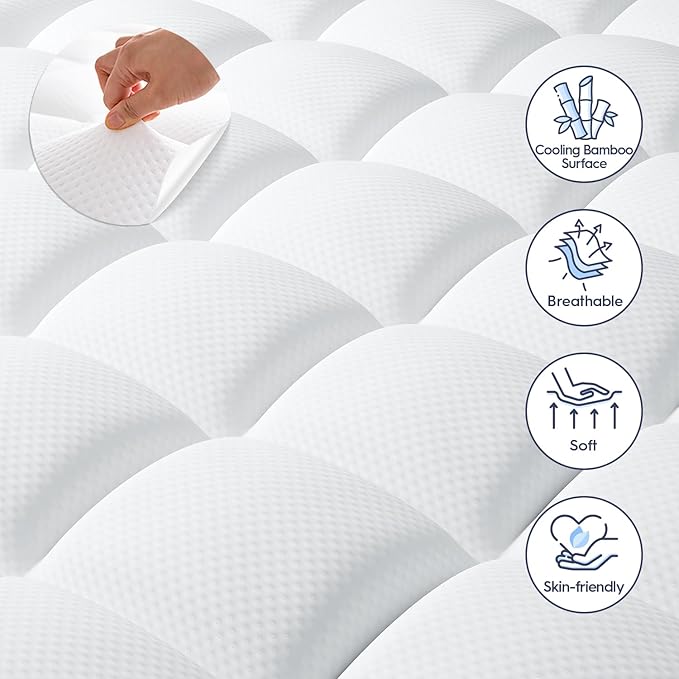 ELEMUSE Twin Dual Layer 3 Inch Memory Foam Mattress Topper for Pressure Relief, Breathable Pillow Top Mattress Pad with Deep Pocket, Enhanced Support, Non-Slip Design & Removable & Washable