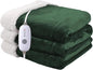 Heated Electric Blanket Queen Size 84''x90'', Dual Controller Soft Flannel with 5 Heat Settings 10 Hour Auto Off Large Blanket for Bed- Grass Green