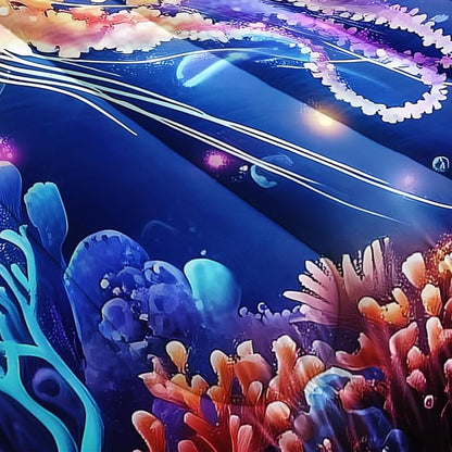 Kids Bedding Colorful Jellyfish Comforter Set,Water Coral Flash Bedding Queen Size Comforter Sets for Girls Boys Room Decor,Marine Life Bedding Comforter Sets with 2 Pillowcases.