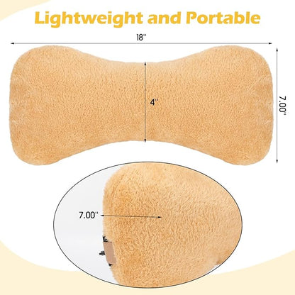1 Pc Neck Pillow for Recliner Headrest Pillow Bone Shaped Chair Plush with Adjustable Strap Neck Support and Pain Relief Curve Head Cushion for Car Travel Airplane (Yellow)
