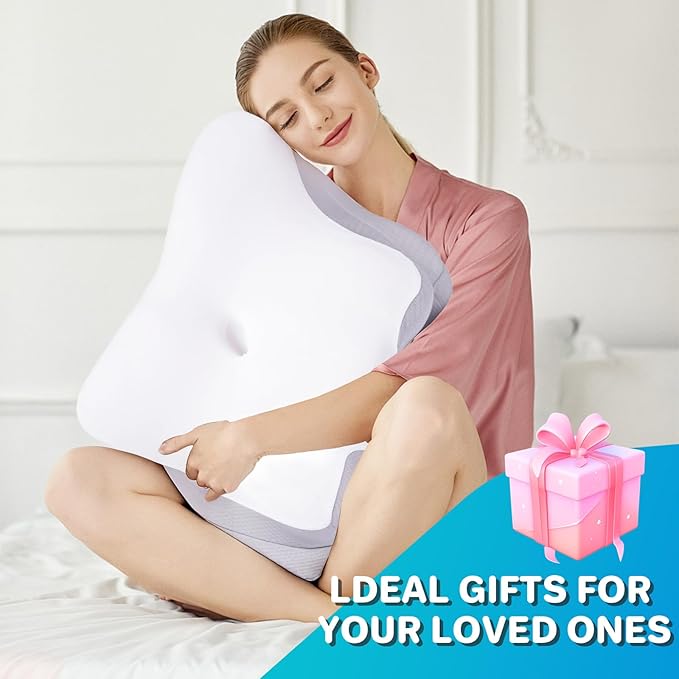 Cervical Neck Pillow for Sleeping, Memory Foam Pillows Ergonomic Contour Bed Pillow Side Sleeper Pillows for Adults, Neck Support Pillow for Back Stomach Sleepers