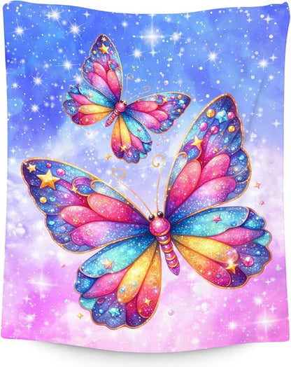 Kids Blanket Butterfly Gifts for Girls Women - Cute Flannel Throws for Daughter Bedroom (60"x80")