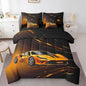 Feelyou Boys Yellow Race Car 7 Piece Bedding Set King Size Speed Sports Car Comforter Set with Sheets for Kids Teens Adult Fast and Furious Bed in a Bag Yellow Ombre Bed Set