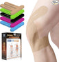 PreCut Kinesiology Tape for Knees, 12 PCS Waterproof KTQUICK Knee Tape for Knee Pain Relief Pre Cut, Original Cotton Athletic Knee Tape, Waterproof & Hypoallergenic Latex-Free for Sports (Beige)