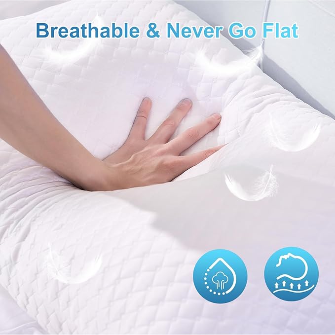NTCOCO Cooling Bed Pillows Queen Size Pack of 2 for Sleeping Shredded Memory Foam Bed Pillows Adjustable Gel for Side Stomach Back Sleepers Washable Removable Cover Cover