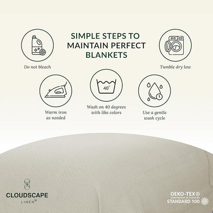 Cloud Scape Linen Herringbone Cotton Twin Blanket for Couch, Bed,Sofa, Home Decor, Soft, Weighted, All-Season, Winter Bed Blanket, Best Gift Idea, 68 x92, Fog