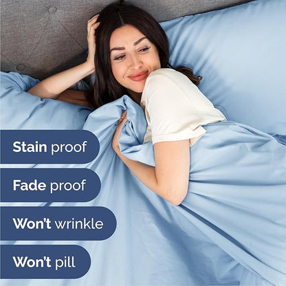 Queen 6 Piece Sheet Set - Comfy Breathable & Cooling - Ultra-Soft Hotel Luxury Bedding Set with 8-16 Inch Deep Pockets - 1 Flat & 1 Fitted Sheet & 4 Pillowcases - Wrinkle Free & Easy Care - Baby Blue