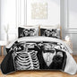 AILONEN Black and White Full Size Quilt Set,Mr Mrs Skull Bedspread Coverlet + 2 Pillowcases,3Pcs Valentines Skeleton His Hers Bed Cover for Couples Lovers
