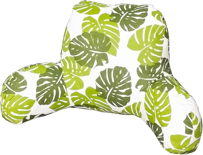 Bohemian Printed Reading Pillow with Support Arms Soft Bed Rest Pillows Back Support Cushion for Kids Reading Watching TV Sitting Up in Bed (20"×15"×8",Leaf)
