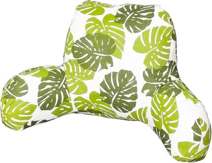 Bohemian Printed Reading Pillow with Support Arms Soft Bed Rest Pillows Back Support Cushion for Kids Reading Watching TV Sitting Up in Bed (20"×15"×8",Leaf)
