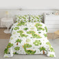 jejeloiu Cute Dinosaur Comforter Set All Season Cartoon Green Dinosaur Bedding Set with 1 Pillow Cases Animal Egg Microfiber Kids Twin Bedclothes Coconut Tree Bedroom Decor Duvet Quilt Soft