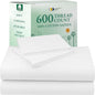 California Design Den Deep Pocket King Sheets Set - Luxury 600 Thread Count Sateen, 100% Cotton Sheets with All Around Elastic for a Snug Fit, Hotel Quality Bedding Set - White