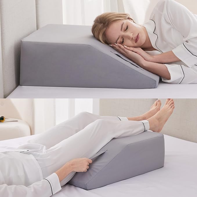 Leg Elevation Pillow for After Surgery, 6inch Foam Leg Elevating Pillow for Swelling and Blood Circulation, Leg Wedge Pillow for Sleeping, Knee Pillow for Knee Hip Ankle Pain Relief, Velvet