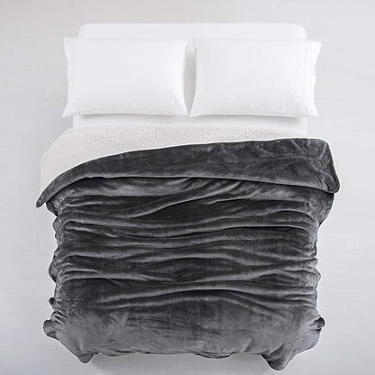 IR Imperial Rooms Sherpa Fleece Throw Blanket Twin Size for Couch - Thick and Warm Fluffy Grey Blankets for Winter, Soft and Fuzzy Twin Blanket for Bed, 60x80 Inches