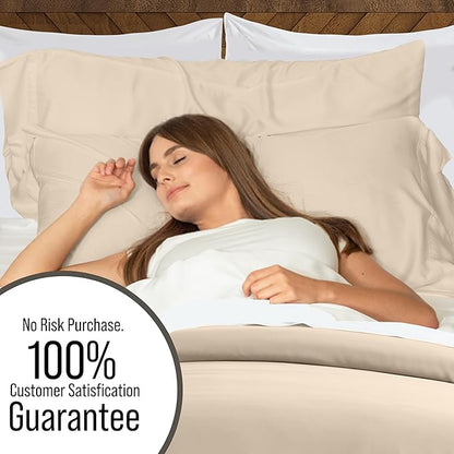 Bella Coterie Luxury Bamboo Viscose Queen Size Duvet Cover Set | 100% Organically Grown | Corner Ties | Ultra Soft | Cooling | Two Pillow Shams | 90 x 94 | No Insert [Dune]