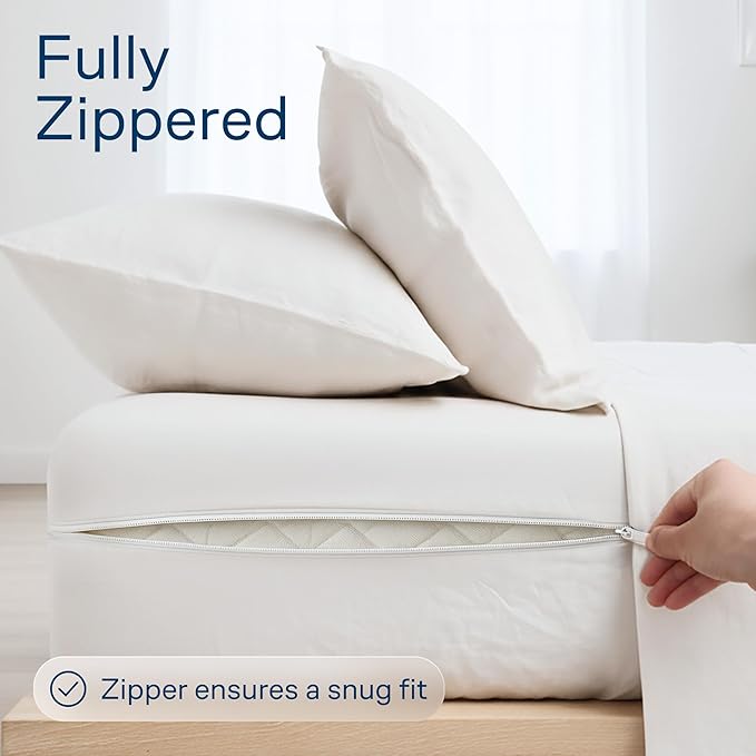 Niagara Waterproof 360 Protection Zippered Mattress Pad Queen 60x80 Non Noisy Cooling Breathable Ultra Plush Protector Absorbent Extra Deep Fits 20 Inches Deep Mattress