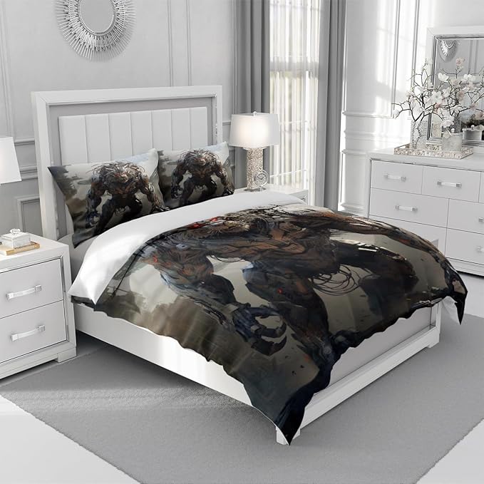Tiger Bed Duvet Cpmforter Cover Sets Full Size with 2 Pillowcases for Kids Boys Teens Adult Bedroom Decor, Animal Petal Country Bedding Decor