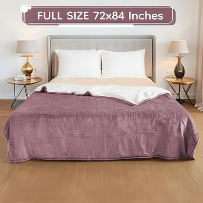 Electric Heated Blanket Full Size - 72"x84", Soft Flannel Heating Blanket, 10 Heating Levels, 1-12 H Auto Shut Off, Breathable Warm and Washable for Bed, Purple