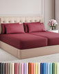 Split King 7 Piece Sheet Set - Comfy Breathable & Cooling - Soft Hotel Luxury Bedding Set with 8-16 Inch Deep Pockets - 1 Flat & 2 Fitted Sheet & 4 Pillowcases - Wrinkle Free & Easy Care - Burgundy
