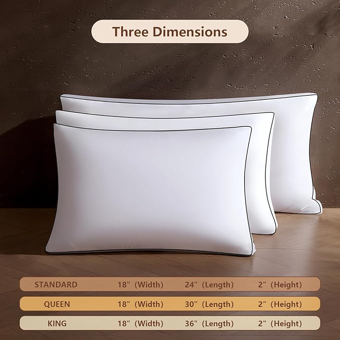 Feather Down Pillows Standard Size Set of 2 Pack, Luxury Hotel Collection Bed Pillows for Sleeping, Fluffy Soft Medium Firm Down Surround Gusseted Pillows for Side Back Stomach Sleepers