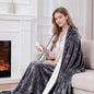 Sweetcrispy Heated Blanket Throw, 50''x60'' Heating Electric Blanket with 4 Heat Levels, Washable Dual-Sided Flannel & Sherpa Fabric Electric Throw Blanket Warmer for Office Home Use