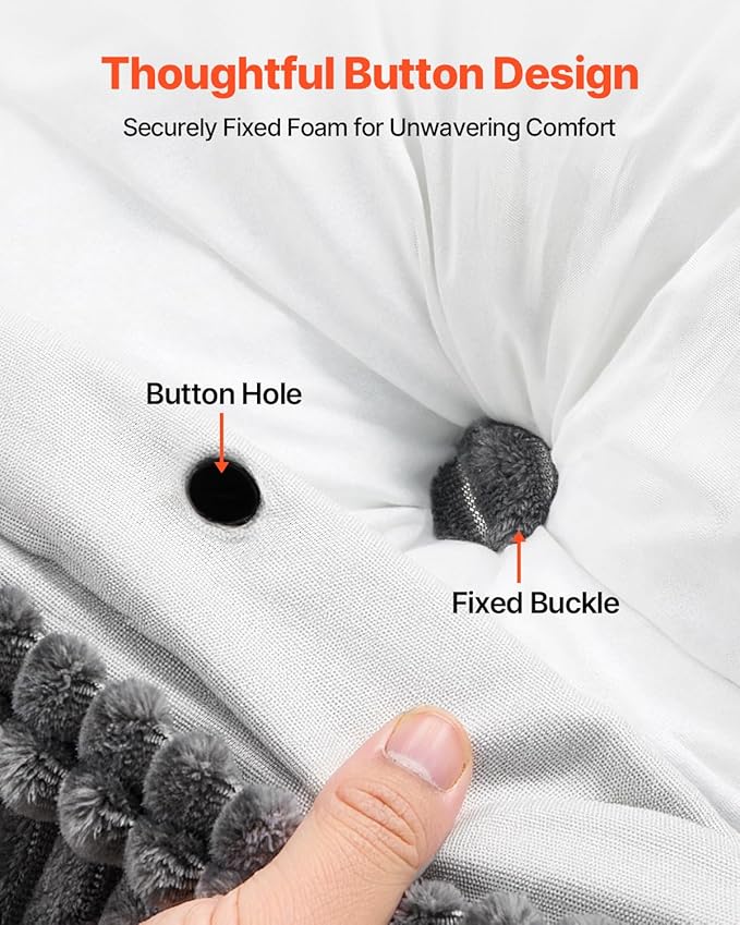 VEVOR Headboard Pillow, Queen Size Wedge Headboard Pillow with 2 Side Pockets and 2 Headrests, Bed Wedge Pillow with Washable Flannel Cloth, for Reading, Gaming, Resting, Working in Bed, Grey
