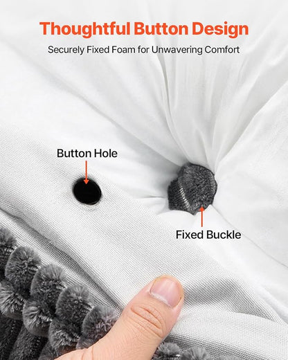 VEVOR Headboard Pillow, Queen Size Wedge Headboard Pillow with 2 Side Pockets and 2 Headrests, Bed Wedge Pillow with Washable Flannel Cloth, for Reading, Gaming, Resting, Working in Bed, Grey