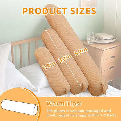 Long Bolster Body Pillow with Removable Washable Cover 59IN Roll Cylinder Bolsters Pillow for Back, Neck, Leg, Cervical Hugging Sleeping,Grey