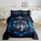 Feelyou Wolf Comforter Set Toddler Size Soft for Boys Girls Teens Mountain Moon Wolf Bedding Set Breathable Blue Duvet Set Room Decor Quilt Set