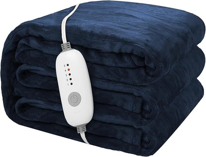 Electric Heated Blanket 72"x84" Full Size Microplush Cover Blanket, 5 Heat Settings & 10 Hours Auto Off, Cozy & Warm for All Night, Machine Washable, Dark Blue