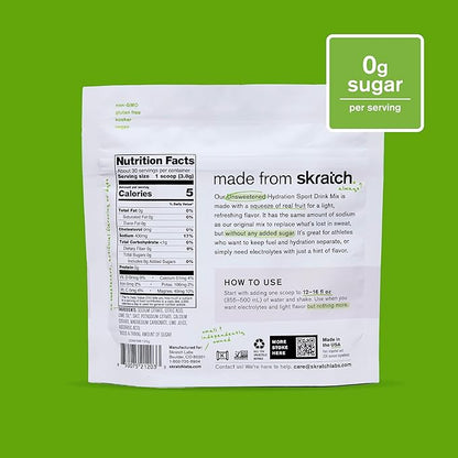 Skratch Labs Unsweetened Hydration Sport Drink Mix | Sugar Free | Electrolytes Booster | Salted Margarita - 30 Servings | Non-GMO, Vegan, Kosher, Keto, Paleo