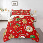 Erosebridal Santa Claus Comforter Set King,Cute Gingerbread Man Bedding for Kids Child Teens,Cartoon Christmas Tree Snowflake Comforter Sets,Red Green Xmas Duvet Insert with 2 Pillowcases