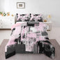 Feelyou Pink Grey Abstract Duvet Quilt Full Size Geometric Bedding Set for Kids Boys Girls Decor Modern Comforter Set Breathable Soft Lightweight Microfiber Buffalo Check Bedroom Decor Bedclothes