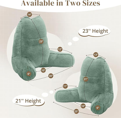 Sasttie Reading Pillow, Pillows for Reading or Relaxing – Ergonomic Support for Head, Neck, Back, and Lumbar, 21-Inch, Green