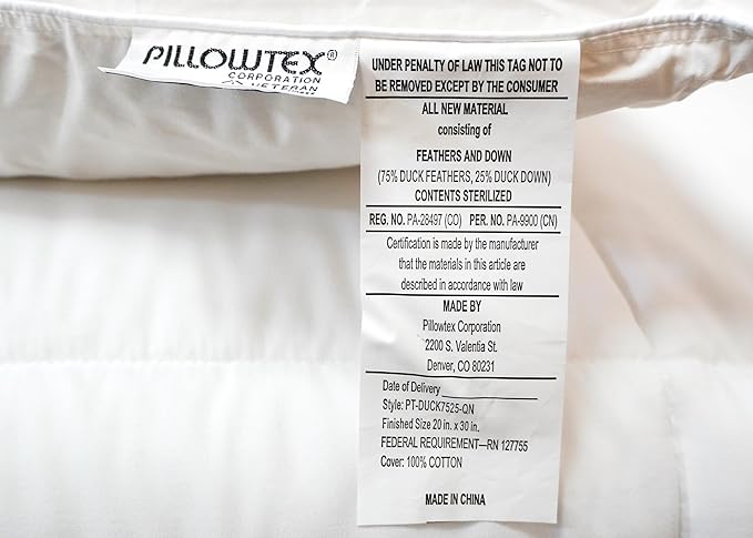 White Duck Down & Feather Pillow -2 Pack Pillows with Soft-Medium Support for Side & Back Sleepers King Size