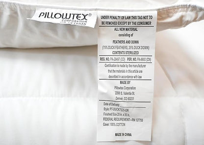 White Duck Down & Feather Pillow -2 Pack Pillows with Soft-Medium Support for Side & Back Sleepers Queen Size