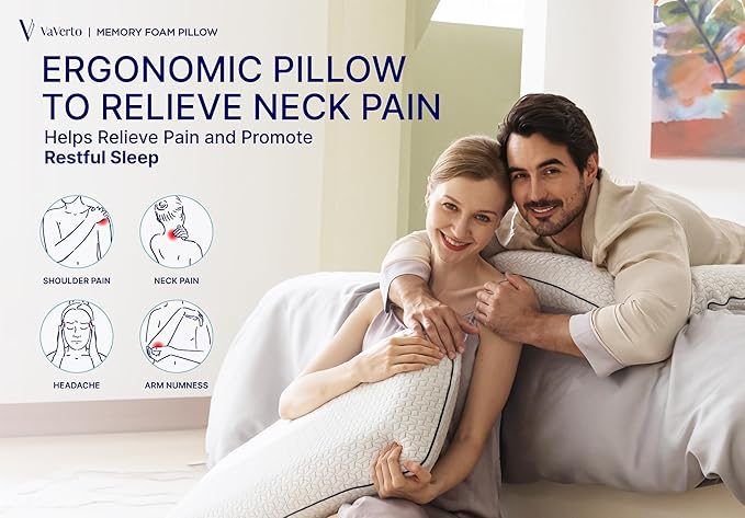 Cooling Gel Memory Foam Pillow - 2-Pack - King Size Bed Pillows For Sleeping - Medium-Firm - Back, Stomach and Side Sleeper Pillow - Shoulder & Back Pain Relief - Washable , Bamboo Viscose Cover
