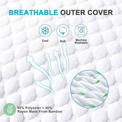 VVZ Cooling Bed Pillows Queen Size Set of 4, Shredded Memory Foam Pillows Cool Cold Pillow for Side Back Stomach Sleepers