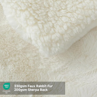 Heated Blanket Electric Twin- 62"x84" Soft Thick Faux Fur Electric Blanket for Sofa with 5 Heat Levels & 4 Hours Auto-Off Overheat Protection, Warm Cozy Gifts, Cream