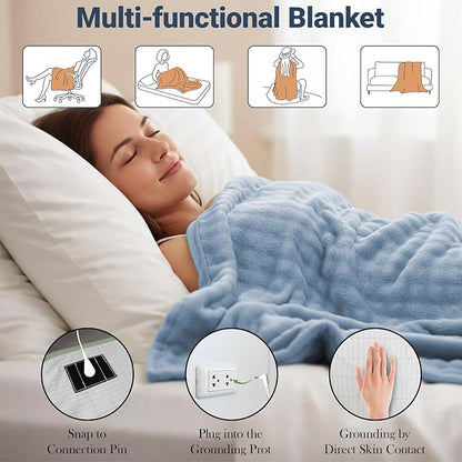 Grounding Blanket Grounding Sheets Queen, Grounding Throw for Improved Sleep, Relieving Pain,Conductive Grounded Mat for Bed with Grounding Wire (Blue, Baby)