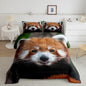 Feelyou Red Panda Comforter Bed Set Cute Panda Bedding Set for Kids Boys Girls Wild Animal Decor Comforter Set Jungle Wildlife Style Quilt Set Bedroom Collection 3Pcs Queen Size