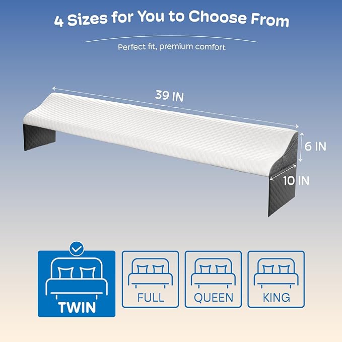 Twin Size Bed Wedge Pillow Headboard, Pillow Wedge for Headboard Gap(0-8"), Mattress Gap Filler Wedge, Stop Items Falling and Get Quality Sleep,Ergonomic Design, Non-Slip, Breathable(39"X10"X6")