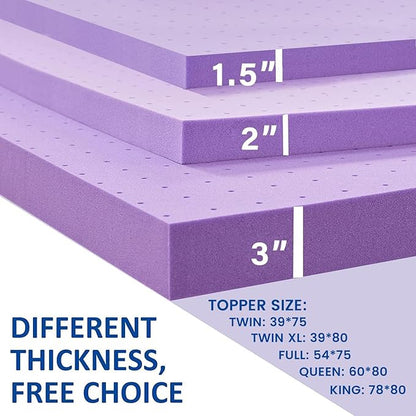 SINWEEK 3 Inch Gel Memory Foam Mattress Topper Ventilated Soft Pressure Relieve Mattress Pad, Breathable Bed Topper, CertiPUR-US Certified, California King Size