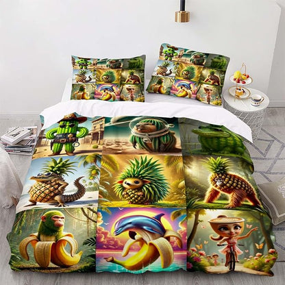Funny Fusion Animals Bedding Set,Fusion Animals Duvet Cover Twin Full Queen King Set for Kids Boys Bed Decor Gifts (Color 8,Full (80" x 90"))