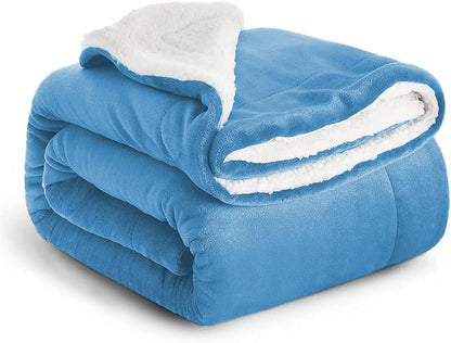 IR Imperial Rooms Sherpa Fleece Throw Blanket for Couch - Soft and Fuzzy Light Blue Blanket for Winter - Reversible Thick and Warm Fluffy Throw Blankets for Bed, Camping and Travel, 50x60 Inches