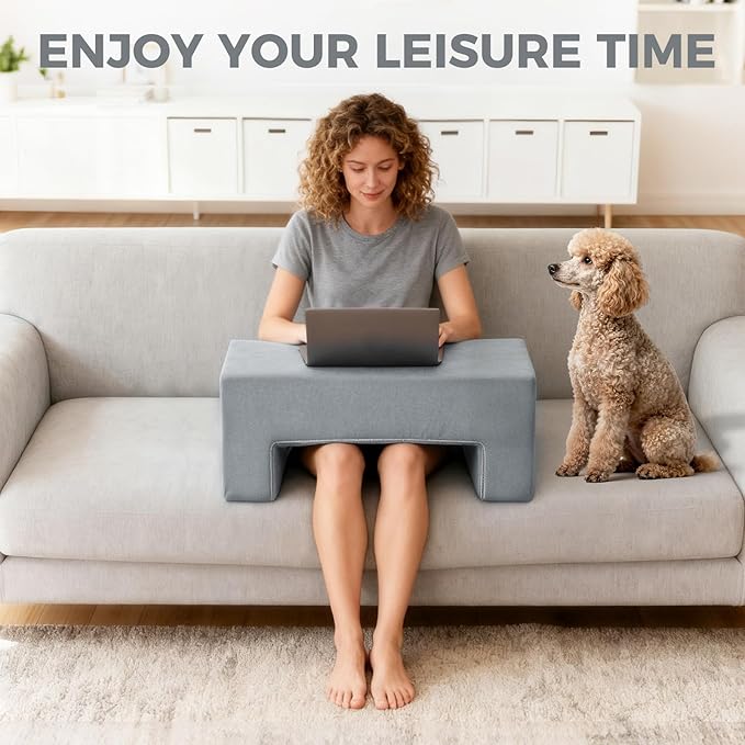 Reading Pillow for Gaming Lap Desk Pillow for Laptop Memory Foam Bed Desk for Reading Working Crocheting Gaming Arm Rest on Bed/Sofa/Floor/Couch/Car(Grey)