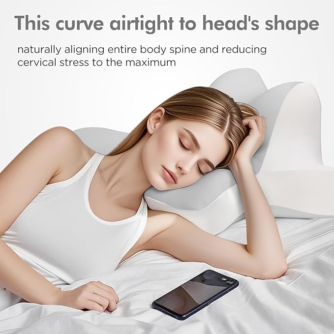 Reading Pillow for Lying, Leaning and Prone, Contour Memory Foam Pillow, Ergonomic Cervical Pillow for Neck and Shoulder Pain Relief, Bed Wedge Pillow Grey