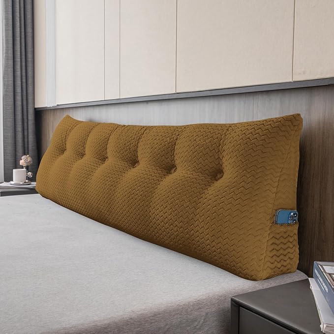 Large Bolster Triangular Headboard Wedge Backrest Positioning Support Bed Rest Reading Pillows Headboard Wedge Pillows for Day Bed with Removable Cover