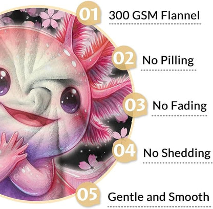 Adult Blanket for Axolotl Lovers Blankets Gifts - 50" x 60" Inches Teens Cozy Plush Throws for Bed, Couch, Living Room